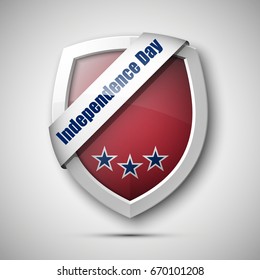 President's day shield banner isolated, stars and stripes presentation. Independence Day icon, USA flag. Protect privacy badge. United States of American President holiday shield. Veterans Day sign