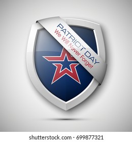 President's day shield banner isolated, stars and stripes presentation. Independence Day icon, USA flag. Protect privacy badge. United States of American President holiday shield. Veterans Day sign
