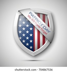 President's day shield banner isolated, stars and stripes presentation. Independence Day icon, USA flag. Protect privacy badge. United States of American President holiday shield. Veterans Day sign