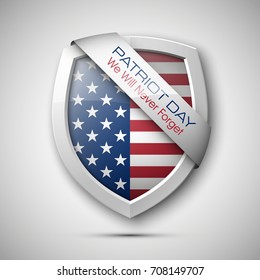 President's day shield banner isolated, stars and stripes presentation. Independence Day icon, USA flag. Protect privacy badge. United States of American President holiday shield. Veterans Day sign