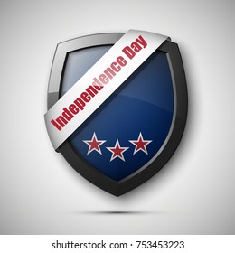 President's day shield banner with stars and stripes presentation. Independence Day shield icon with USA flag. Protect privacy badge. United States of American President holiday. Veterans Day shield