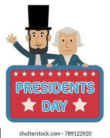 Presidents Day Sign With Abraham Lincoln And George Washington. Eps10