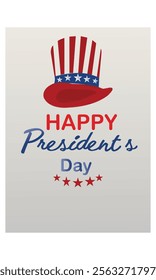 President's Day Social Media Post. Happy Presidents Day of USA Banner and Greeting Card with USA Flag and Text Vector Illustration