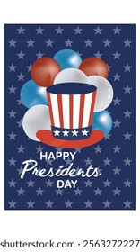 President's Day Social Media Post. Happy Presidents Day of USA Banner and Greeting Card with USA Flag and Text Vector Illustration