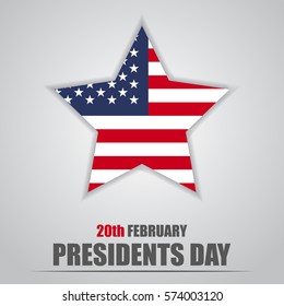 Presidents Day. Star with USA flag inside