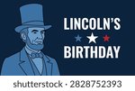 Presidents Day themed element pack in a clean minimalist style, Abraham Lincoln, top hat, stars, and national pride