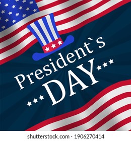 Presidents ' Day in the United States. Patriotic background with flag for Happy Presidents Day. Square vector banner.