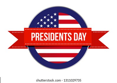 Presidents day US flag seal and ribbon icon illustration design isolated over white