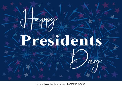 Presidents Day in the USA. Can be used as a banner or poster. Vector illustration on a dark blue background of a festive salute and stars.