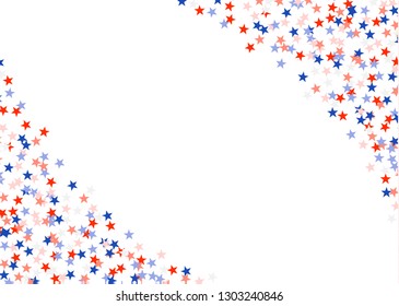 Presidents' Day in USA. Red, blue and white stars in corners and copy space in center. American patriotic banner. Vector illustration