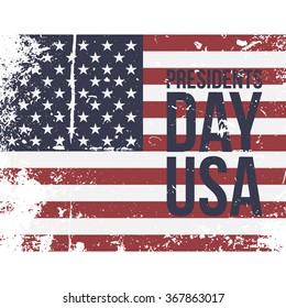 Presidents Day USA Text on colorful grunge Flag