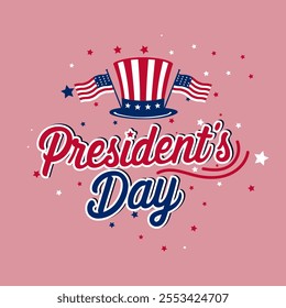 President's Day Vector Typography Template. Isolated American Hat Vector Illustration Design