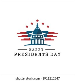 Presidents day. Vector typography, text or logo design, capitol building logo design template. Awesome capitol with star logo