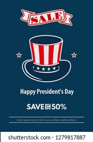 Presidents Day weekend sale banner, poster. Vector illustration