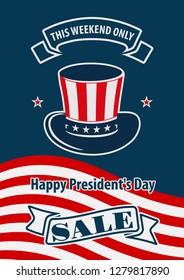 Presidents Day weekend sale banner, poster. Vector illustration