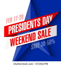 Presidents Day weekend sale banner vector illustration