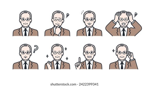 President's facial expression icon illustration set material