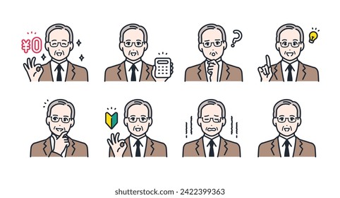 President's facial expression icon illustration set material