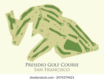 Presidio Golf Course, San Francisco map poster art