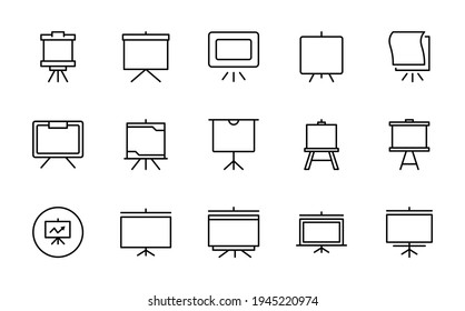 Presintation line icon set. Collection of vector symbol in trendy flat style on white background. Web sings for design.