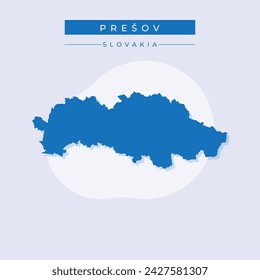 Mapa de Presov, región de Eslovaquia. Ilustración vectorial.