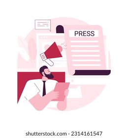 Press abstract concept vector illustration. Press about us, articles and publications, company mentions, website menu bar element, UI, corporate news, landing page, interface abstract metaphor.