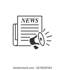 Prensa, icono de publicidad. Diseño de Vector editable simple aislado en un fondo blanco.