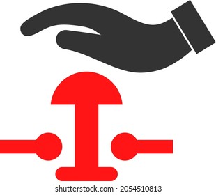 Pulse la ilustración vectorial del botón de alarma. Ilustración plana diseño icónico del botón de alarma de prensa, aislado en un fondo blanco.