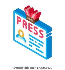 Pulse el vector de iconos de la tarjeta de identificación. Señal isométrica de la tarjeta de identificación de prensa isométrica. ilustración de símbolo aislado de color