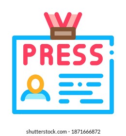 Press Badge Card Icon Vector. Outline Press Badge Card Sign. Isolated Contour Symbol Illustration