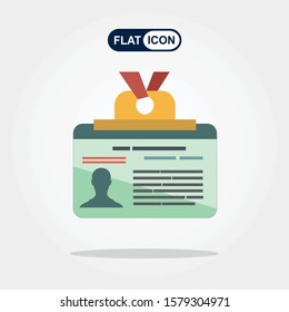 Press Badge ID or Identification Card icon in circle isolated on white background. Vector illustration