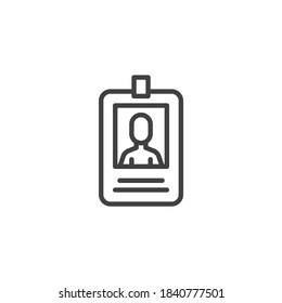 Pulse el icono de la línea de insignia. Señal de estilo lineal de tarjeta de identificación para concepto móvil y diseño web. Icono de vector de contorno de tarjeta de identificación. Símbolo, ilustración del logotipo. Gráficos vectoriales