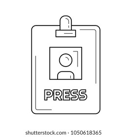 Press badge vector line icon isolated on white background. Press badge line icon for infographic, website or app. Icon designed on a grid system.