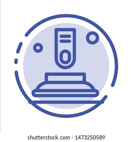 Press, Button, Finger, Start Blue Dotted Line Line Icon