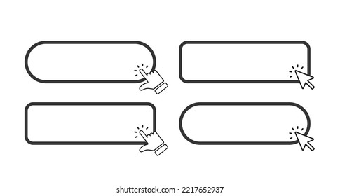 Press the button. Modern action button. Computer mouse cursor or hand pointer symbol. A set for the design of buttons of the internet space. Vector illustration