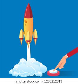 Press the button to start the rocket