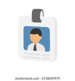 Icono de Vector 3D de la tarjeta de Prensa. Signo de estilo moderno para el concepto móvil y el Diseño web. Icono de Vector de línea simple de tarjeta de identificación. Identity badge Icono de Vector 3D gratis para editar. Insignia de usuario, maqueta de símbolo de empleado.