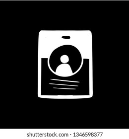 Press card doodle drawing icon vector flat black