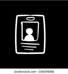 Press card doodle drawing icon vector flat black