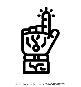 press click robot hand gesture line icon vector. press click robot hand gesture sign. isolated contour symbol black illustration