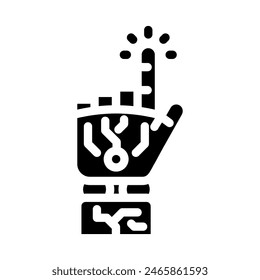 press click robot hand gesture glyph icon vector. press click robot hand gesture sign. isolated symbol illustration