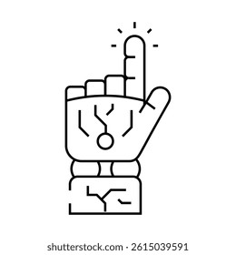 press click robot hand gesture line icon vector. press click robot hand gesture sign. isolated contour symbol black illustration