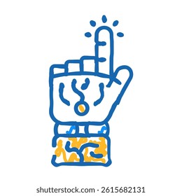 press click robot hand gesture doodle icon sketch vector. press click robot hand gesture sign. isolated symbol illustration
