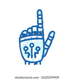 press click robot hand gesture doodle icon sketch vector. press click robot hand gesture sign. isolated symbol illustration