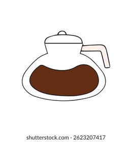 Press coffee tool doodles element. machine coffee. hand drawing coffee doodles element stock