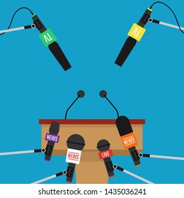  Press conference concept. Vector illustration in flat style