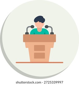 Icono de estilo de círculo plano de conferencia de Prensa