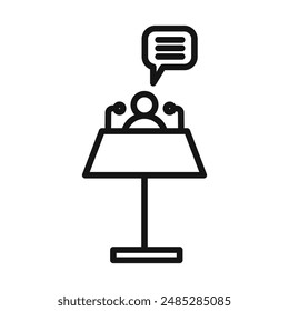 Press conference icon Black line art vector