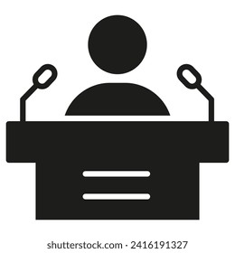 Ilustración vectorial de la línea de iconos de la conferencia de prensa