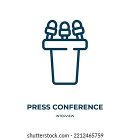 Press conference icon. Linear vector illustration from interview collection. Outline press conference icon vector. Thin line symbol for use on web and mobile apps, logo, print media.